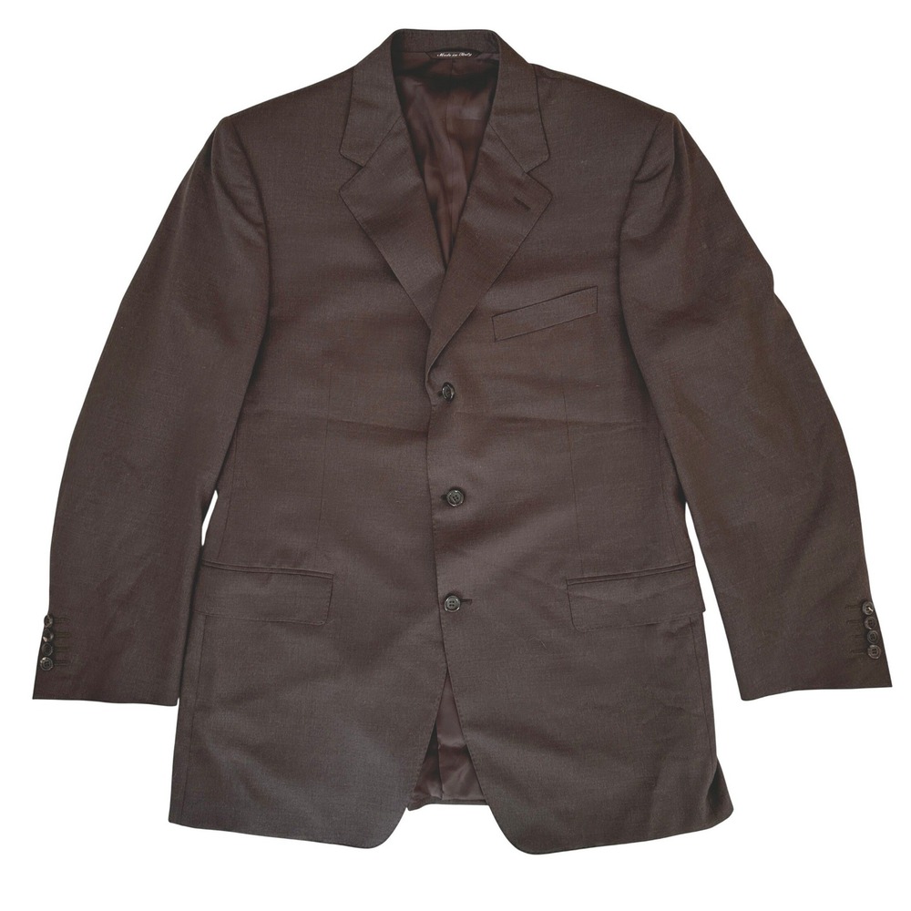 Canali Mens Brown Super 120s Pure Wool 3 Button Blazer Sport Coat Italy 54 L 44L